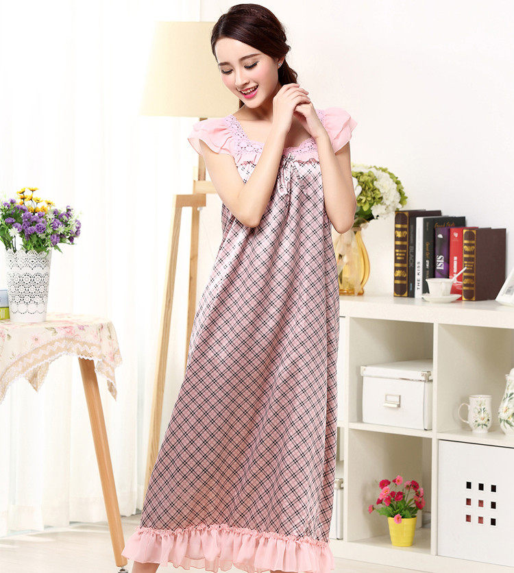 2019公主屋女士夏季无袖长款天丝性感花边荷叶边精工细做睡裙