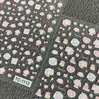 可爱三丽鸥皮安诺piano小羊浮雕美甲贴纸少女心手机壳diy装饰贴