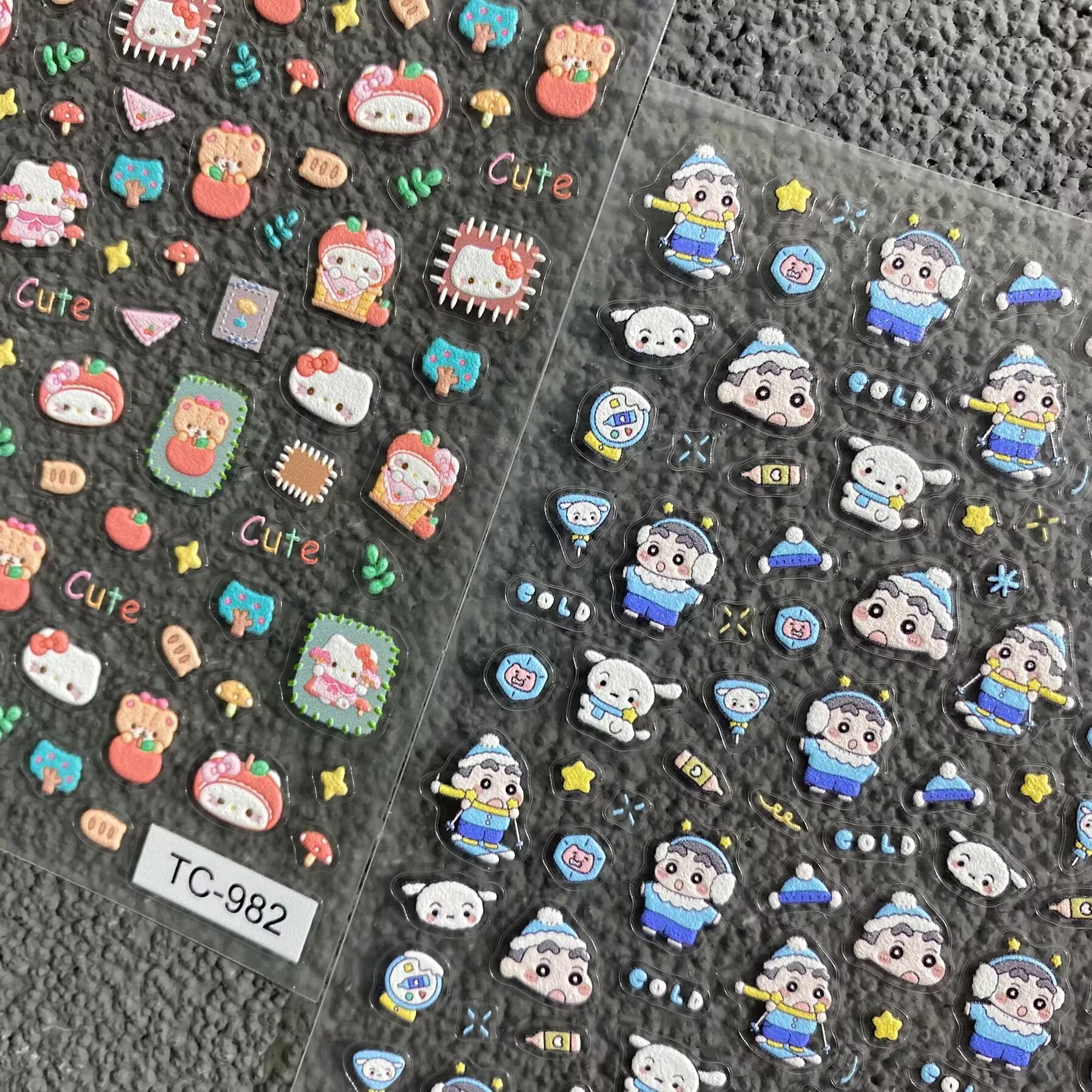 卡通可爱线条小狗美甲贴纸