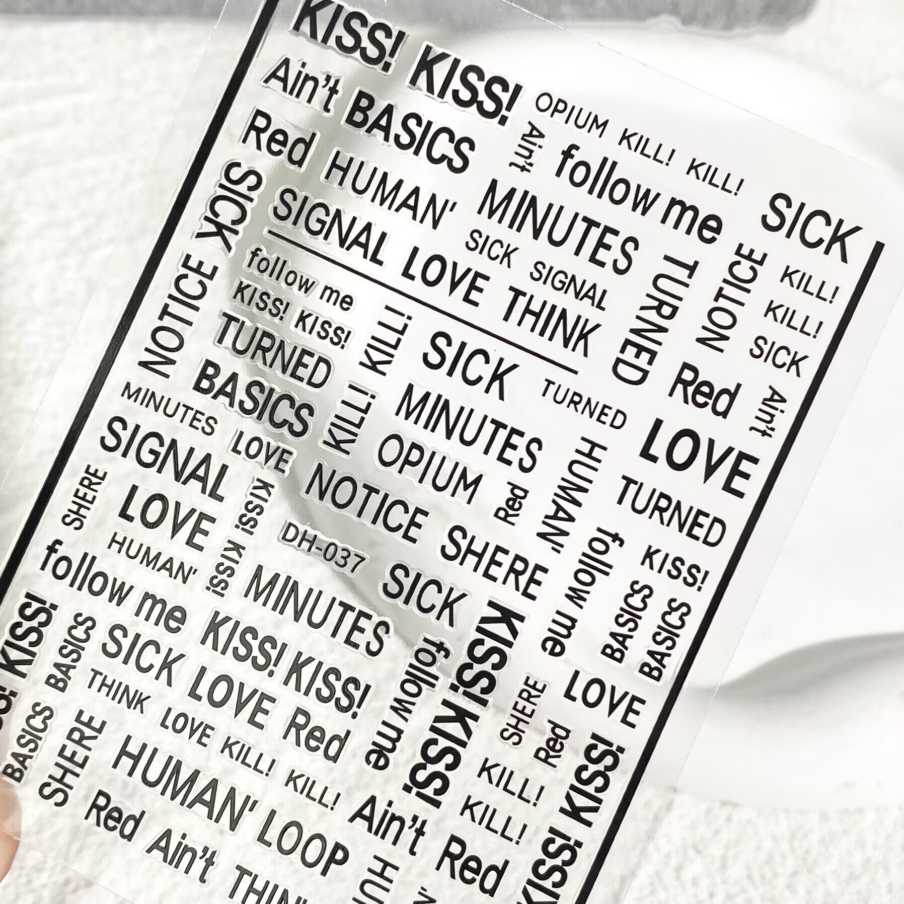 简约黑色英文字母美甲贴纸平面个性创意单词防水背胶指甲装饰贴