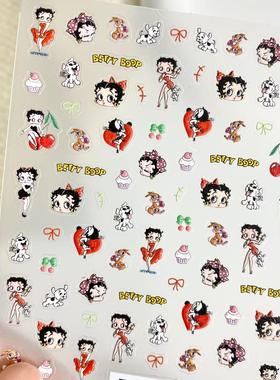 可爱Berry Boop贝蒂娃娃浮雕美甲贴纸卡通水杯ccd手机壳diy指甲贴