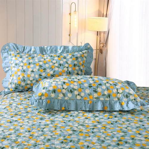 全棉加厚夹棉枕头套拉链式花边