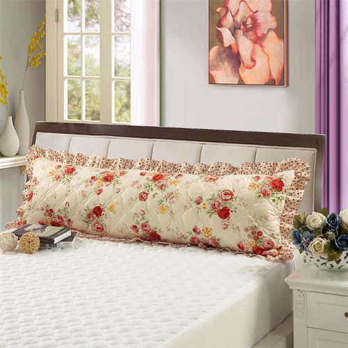 全棉夹棉双人枕套纯棉加厚情侣双人枕头套长枕芯套1.2m/1.5/1.8米