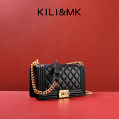 2025新款 BOAT TAIL&CK轻奢真皮链条黑色包包女式 高端大气斜挎包