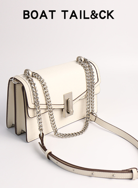 BOAT TAIL&CK轻奢真皮高级感夏天白色包包女款百搭小众设计斜挎包