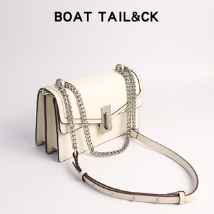BOAT TAIL&CK轻奢真皮高级感夏天白色包包女款百搭小众设计斜挎包