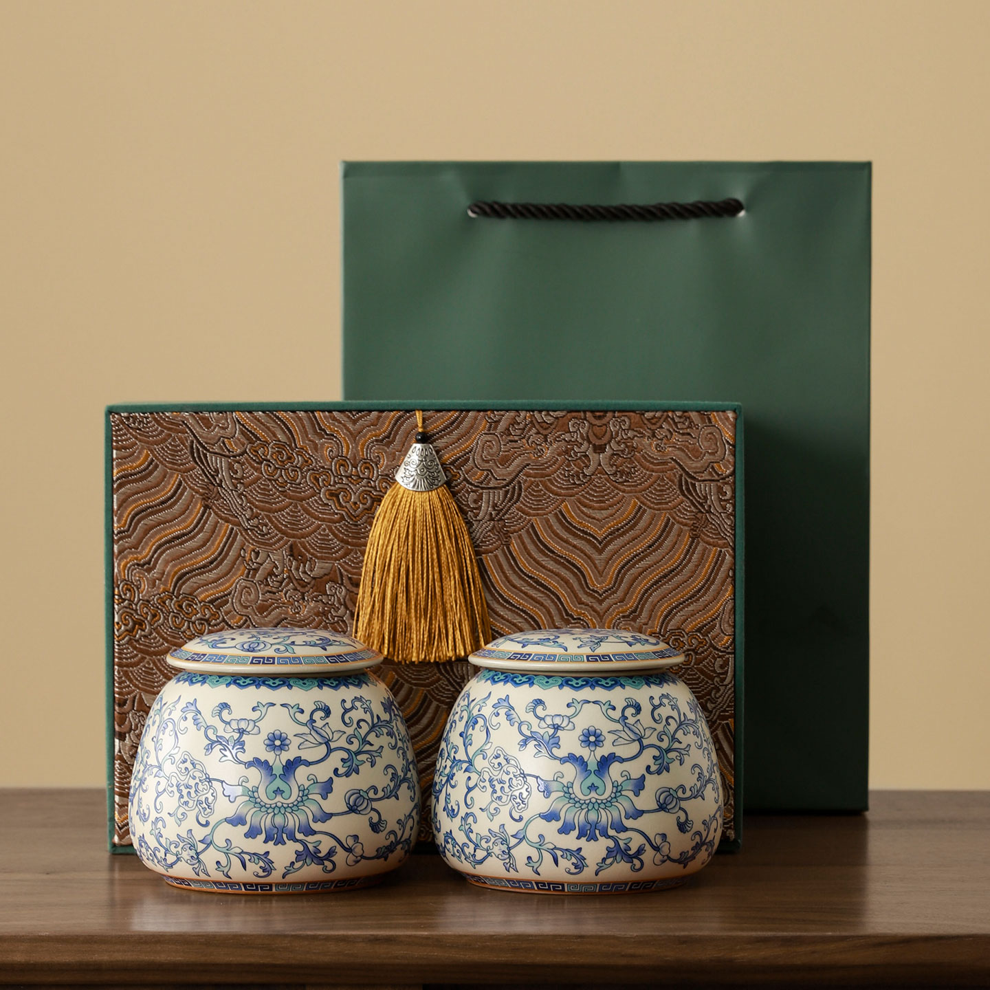 高档青花汝窑茶叶罐密封罐