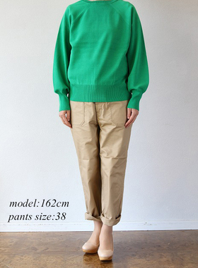 初原家纯棉女士卡其裤子军绿色日系女生长裤直筒宽松版贵牌仅一