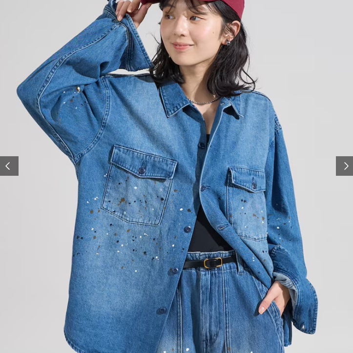 日系女款纯棉油漆点衬衣