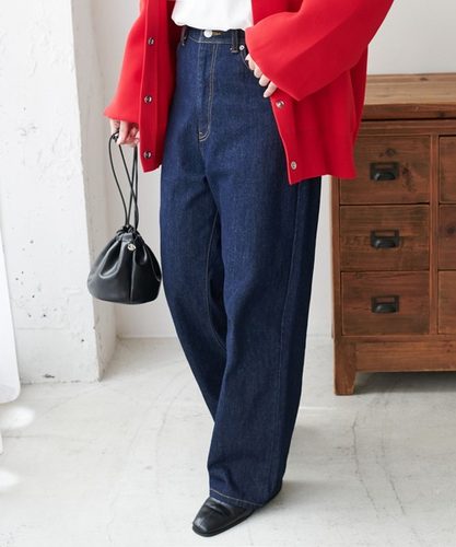 日系女款高腰纯棉直筒裤