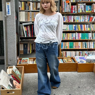 初原家日系宽松版纯棉直筒阔腿裤女款长裤春秋新款中性帅气