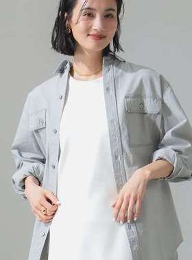 初原家日系宽松版灰色贵牌牛仔衬衣女款衬衫女士上衣纯棉仅2件