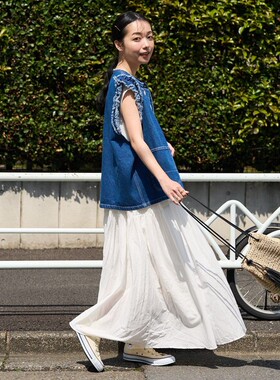 初原家女士牛仔马甲日系爆款新款背心荷叶边小飞袖freaks store