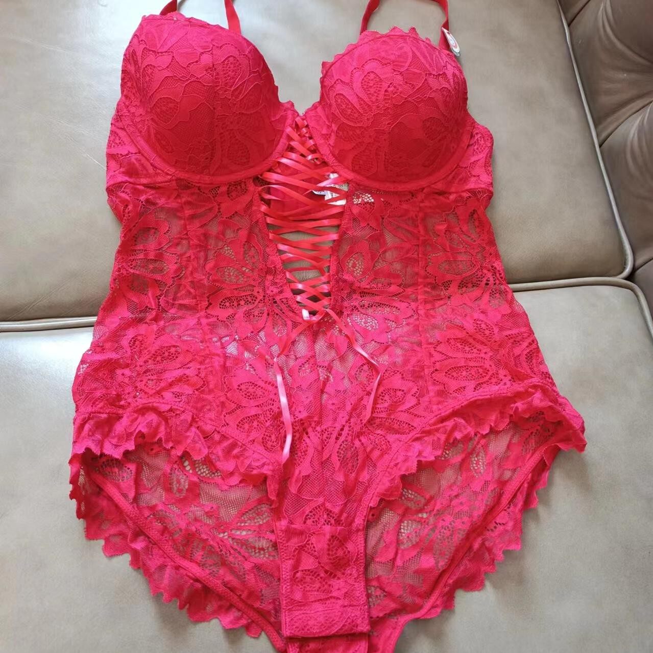 艾塔丽丝  欧美女士蕾丝性感连体衣裆部可打开适合70B75C80BCD