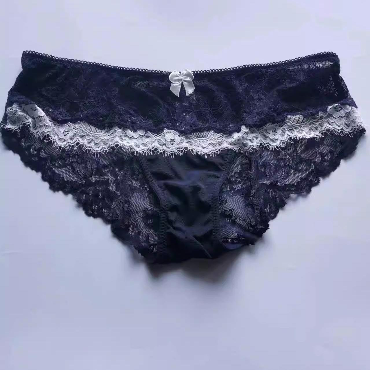 欧美精品女士三角裤睫毛蕾丝半透明性感奢华适合臀围282930