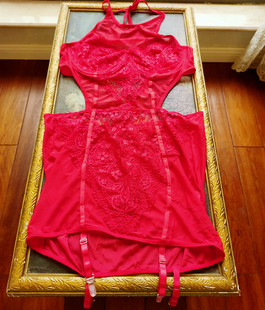 欧美新品 艾塔丽丝 女士蕾丝网纱挂脖性感睡裙适合75C80BC85B
