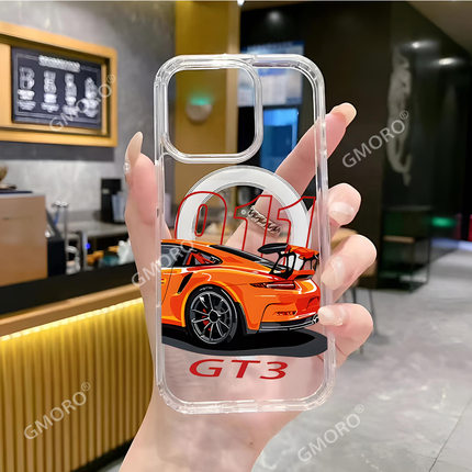 潮酷赛车适用苹果17pro男士手机壳MagSafe透明亚克力磁吸套iphone16promax