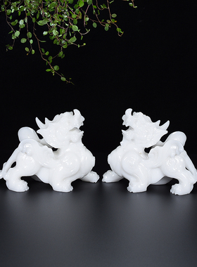 玉石貔貅一对装饰家居客厅玄关新中式办公室桌面摆放白玉摆件