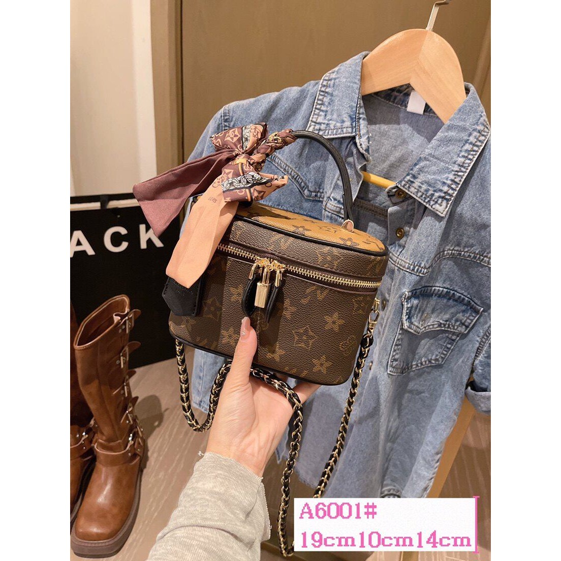 优草坊正品女包真皮盒子包水桶包女2026新款原创轻奢化妆包斜挎小