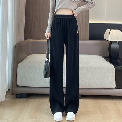 韩版潮梧桐裤女加绒裤子秋冬季2025新款加厚灯芯绒阔腿裤运动卫裤