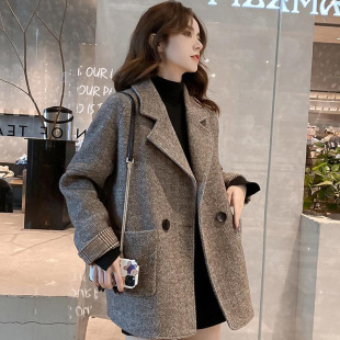 西装外套女秋冬季新款韩国东大门女式毛呢加厚宽松休闲小西服上衣