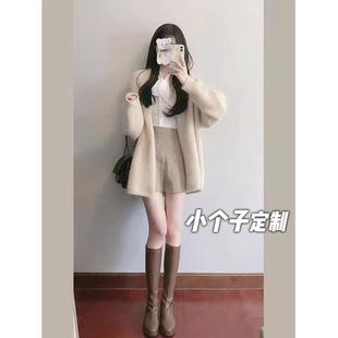 145小矮个子慵懒软糯毛衣开衫女秋冬150显高穿搭配盐系针织外套xs