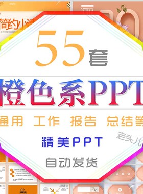 橙色小清新工作报告PPT模板年度汇报年终总结新年计划竞聘简历wps