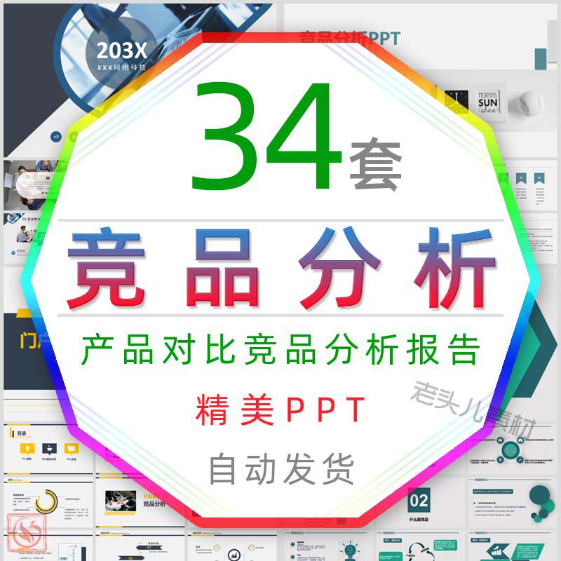 公司产品对比门户首页竞品分析报告ppt模板电商品牌竞争数据统计