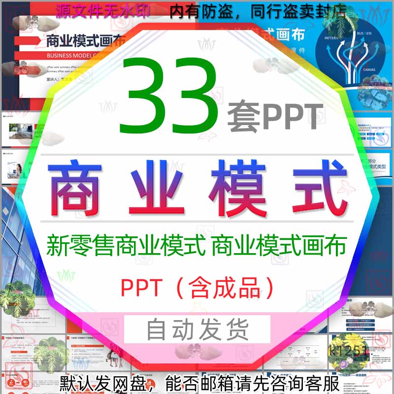 互联网新零售商业模式画布PPT模板电商美容公司经营管理商业模式