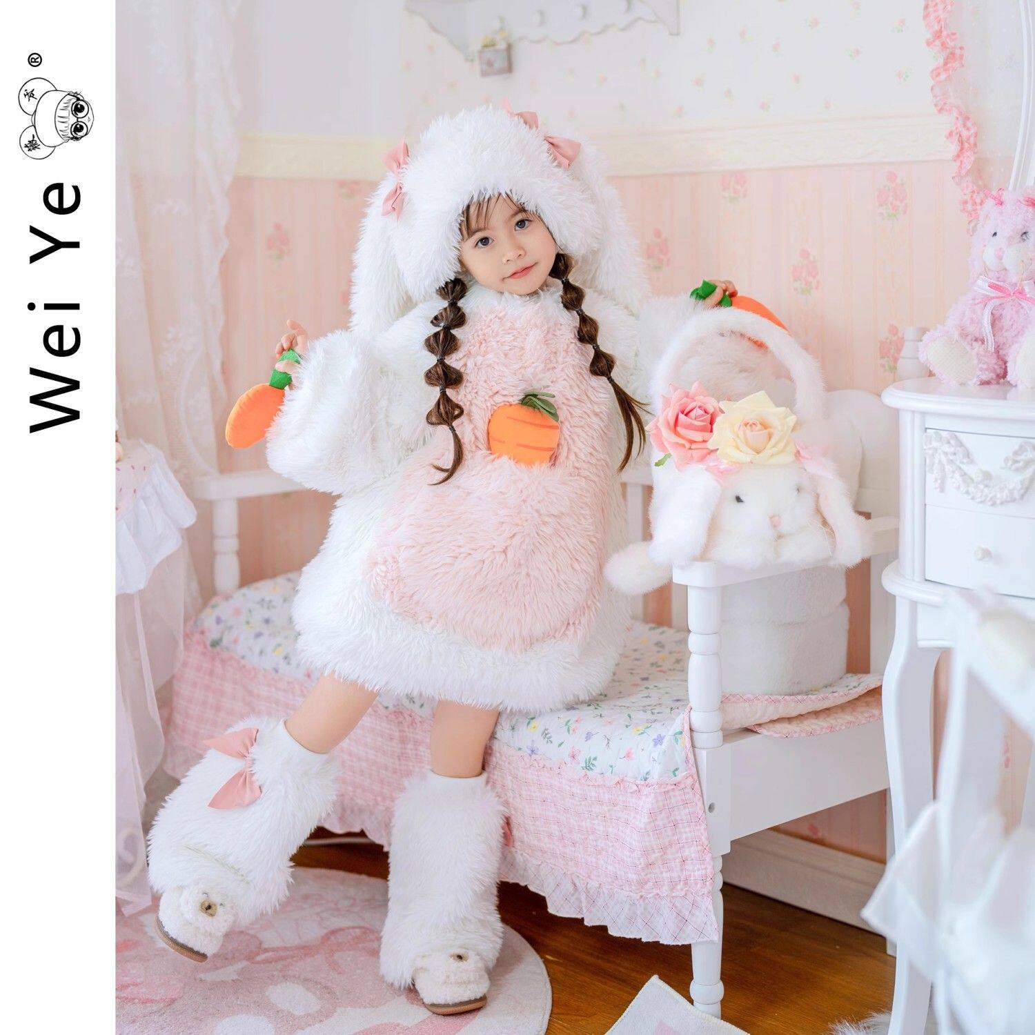 女童爆款毛绒套装冬季新款儿童洋气可爱兔子衣服女孩毛衣短裤宝宝,童装/婴儿装/亲子装,唐装,淘宝优惠券,粉丝福利购,淘宝优惠卷