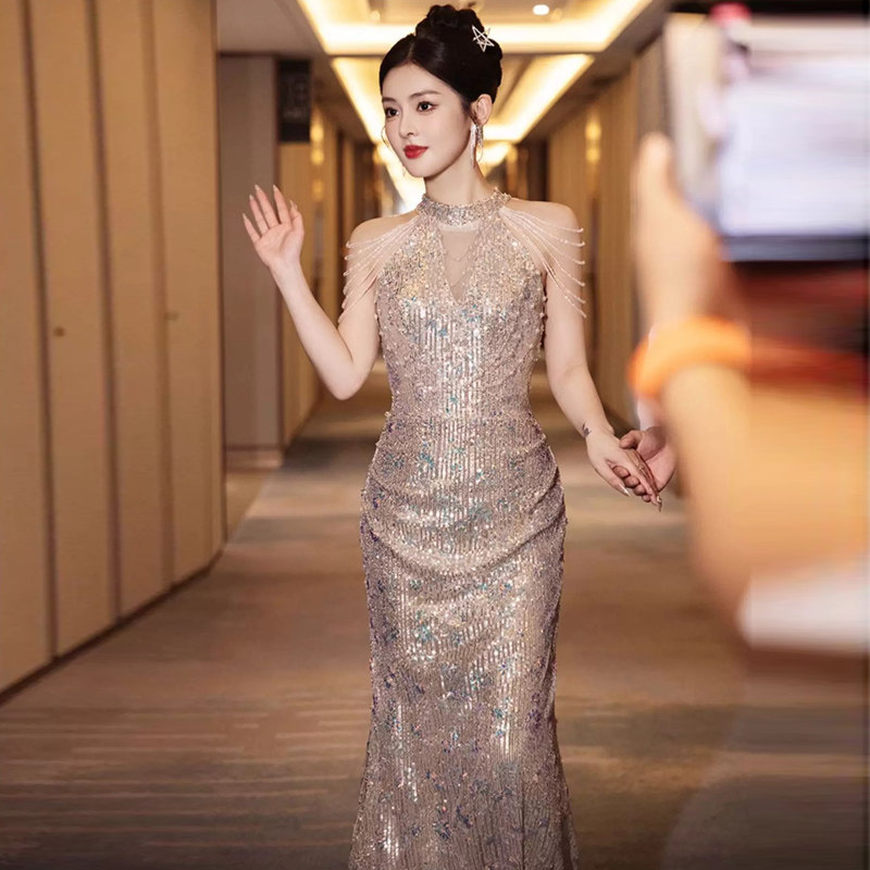 晚礼服女2025新款气质宴会鱼尾裙主持人高端大气上档次名媛高级感