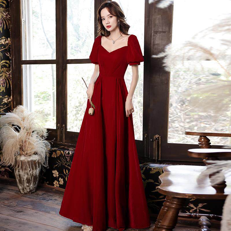 敬酒服新娘纯色高级感订婚连衣裙小个子2025新款绝美回门结婚礼服