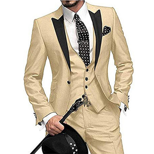 商务休闲西服套装男三件套春秋季新郎伴郎结婚宴会礼服修身男正装