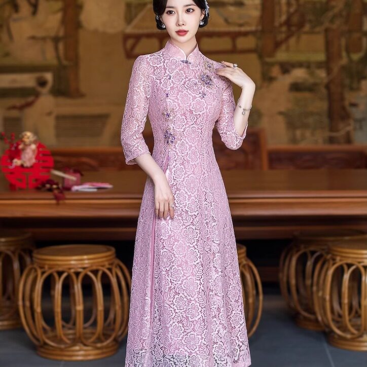 喜婆婆婚宴装礼服中袖旗袍