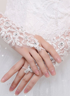 新娘婚手套无指勾指露指绑带短款