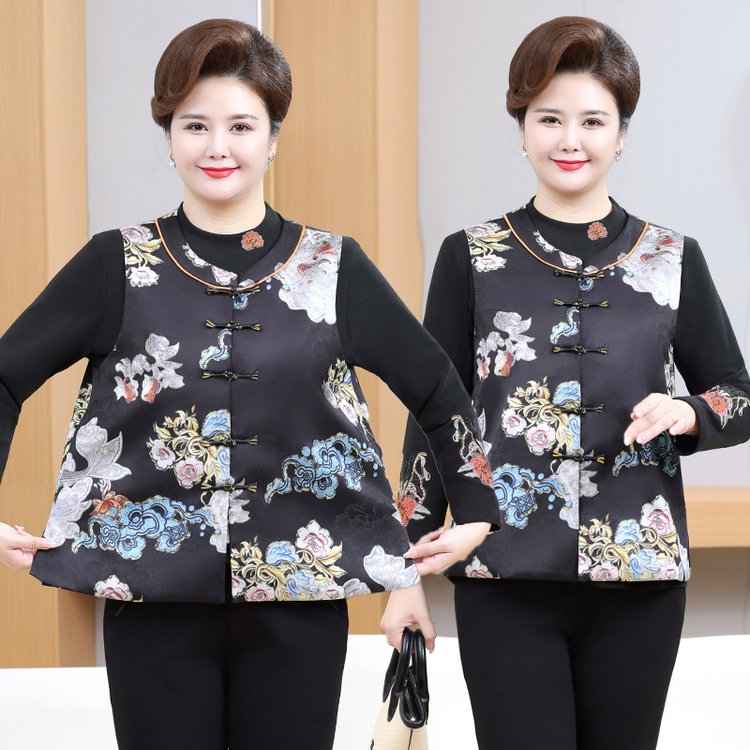 胖妈妈加肥加大中老年马甲女装2026春秋夏季宽松显瘦印花外穿坎肩