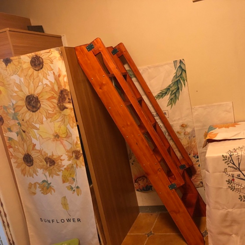 复式阁楼楼梯室内木质复古一字爬梯木梯子定制直梯带扶手实木单梯