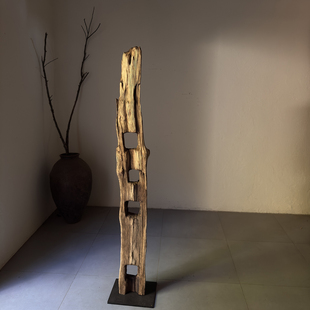 古旧侘寂风艺术空间装饰摆件收藏老木头朽木立柱装饰摆件26128