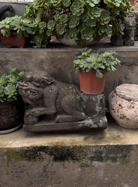 天然风化石狮子空间装饰庭院阳台收藏古董石器狮子摆件251014