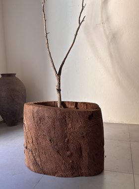天然风化木枯木老木桶侘寂风茶空间民宿庭院摆件枯木桶26119