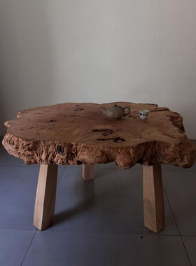 天然古旧老木茶几侘寂风空间装饰原木茶桌老木头朽木桌子251104