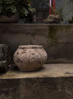 天然古旧老石器侘寂风艺术空间装饰老物件古董石狮子装饰251014