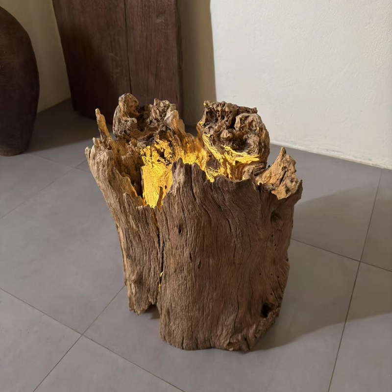 风化木老木头树桩灯筒射灯