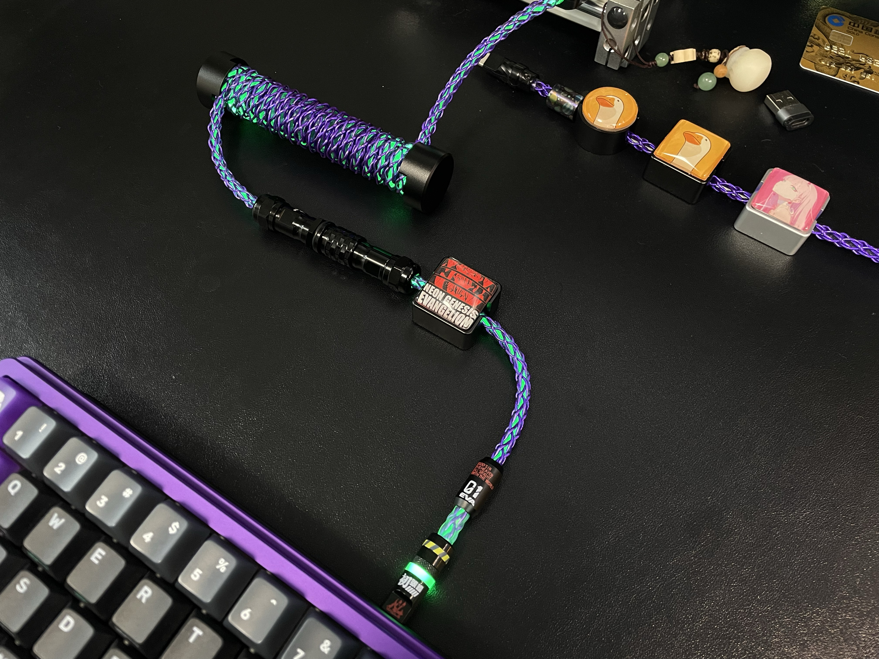 eva初号机配色支持8k回报率磁轴键盘单晶铜发光线航插键盘线