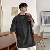 2025夏美式hiphop高街水洗做旧宽松短袖t恤A025-S1001-P38控58，男装T恤，电商A025