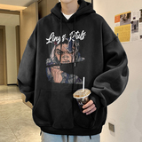 W575A-P55控78加绒652025秋装新款高街男孩宽松连帽卫衣，男装卫衣，电商A025