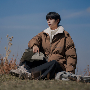 Y16B-P98 控118 2025冬装字母印花羊羔绒棉衣宽松棉服外套潮，男装棉衣，电商A025