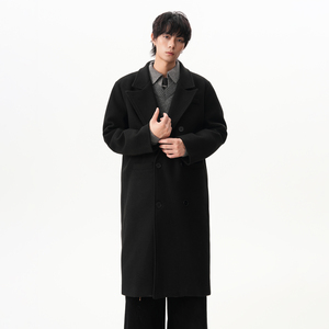 A025-F003-P128 主推大货款毛呢休闲大衣男中长款过膝风衣秋冬复，男装风衣，电商A025