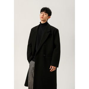 A025-F003-P128  中长款毛呢大衣男2025新款秋冬外套宽松呢子风衣图片