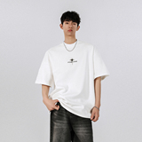 现货2025夏街头金属十字架字母圆领短袖T恤A025-T7619-P25控38，男装T恤，电商A025